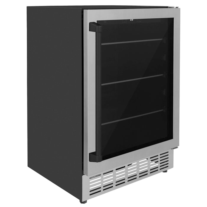 ZLINE 24" Monument Autograph Edition 154 Can Beverage Fridge in Stainless Steel with Matte Black Accents (RBVZ-US-24-MB)