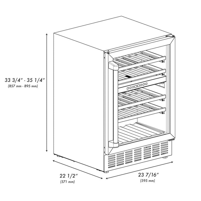 ZLINE 24 in. Monument Dual Zone 44-Bottle Wine Cooler in Stainless Steel (RWV-UD-24)