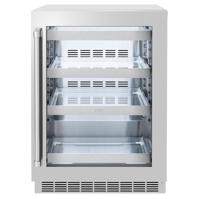 ZLINE 24 in. Touchstone 151 Can Beverage Fridge With Stainless Steel Glass Door (RBSO-GS-24)