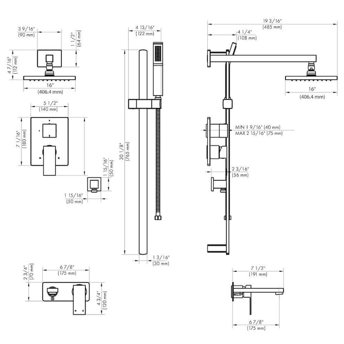 ZLINE Bliss Shower System with 16 in. Oversized Shower Head (BLS-SHS16)