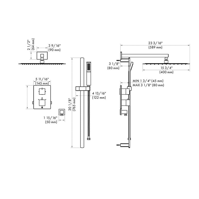 ZLINE Crystal Bay Thermostatic Shower System (CBY-SHS-T2)