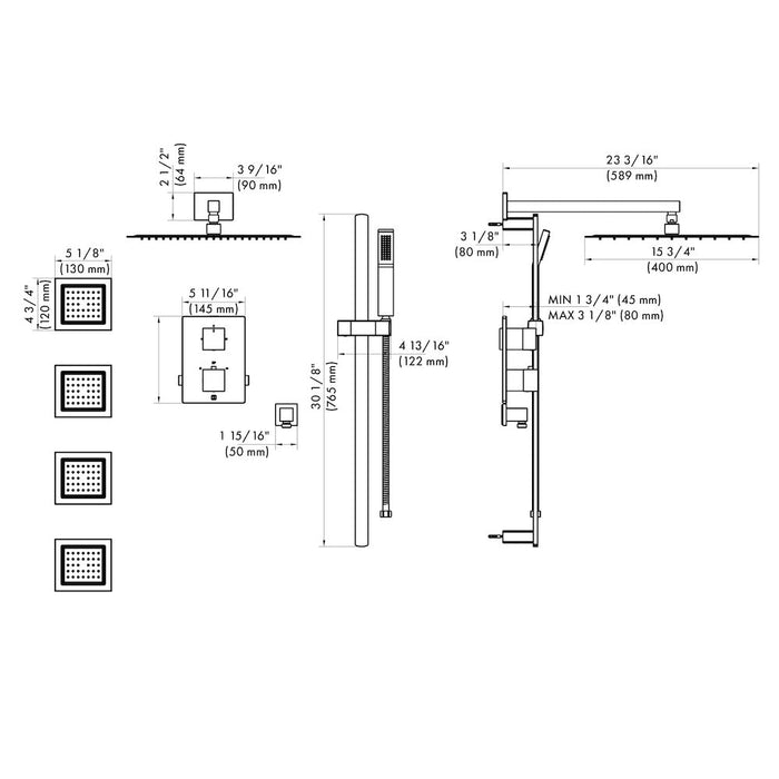 ZLINE Crystal Bay Thermostatic Shower System with Body Jets (CBY-SHS-T3)