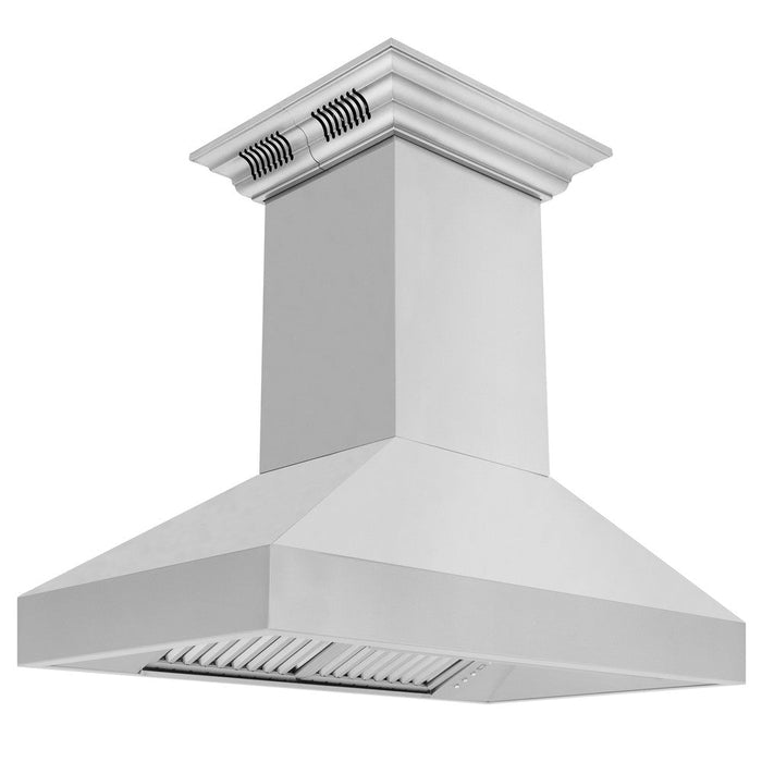 36" ZLINE CrownSound™ Ducted Vent Island Mount Range Hood in Stainless Steel with Built-in Bluetooth Speakers (597iCRN-BT-36)