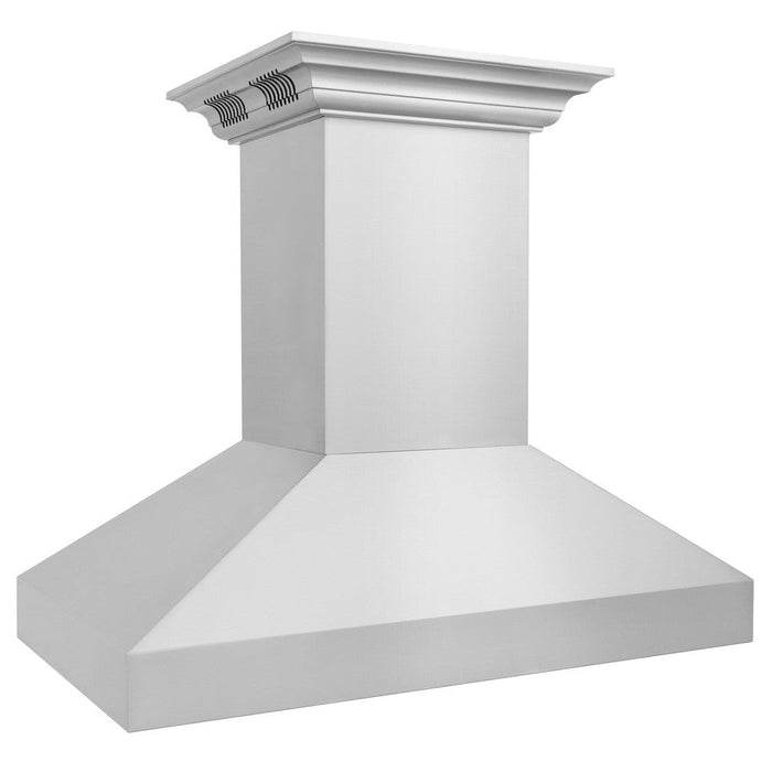 36" ZLINE CrownSound™ Ducted Vent Island Mount Range Hood in Stainless Steel with Built-in Bluetooth Speakers (597iCRN-BT-36)