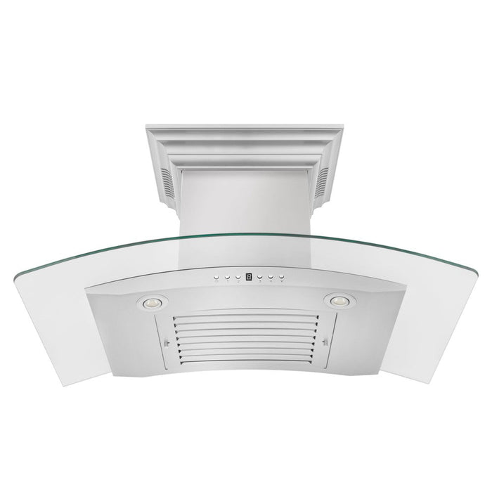 ZLINE Ducted Vent Wall Mount Range Hood in Stainless Steel and Glass with Built-in CrownSound Bluetooth Speakers (KN4CRN-BT)