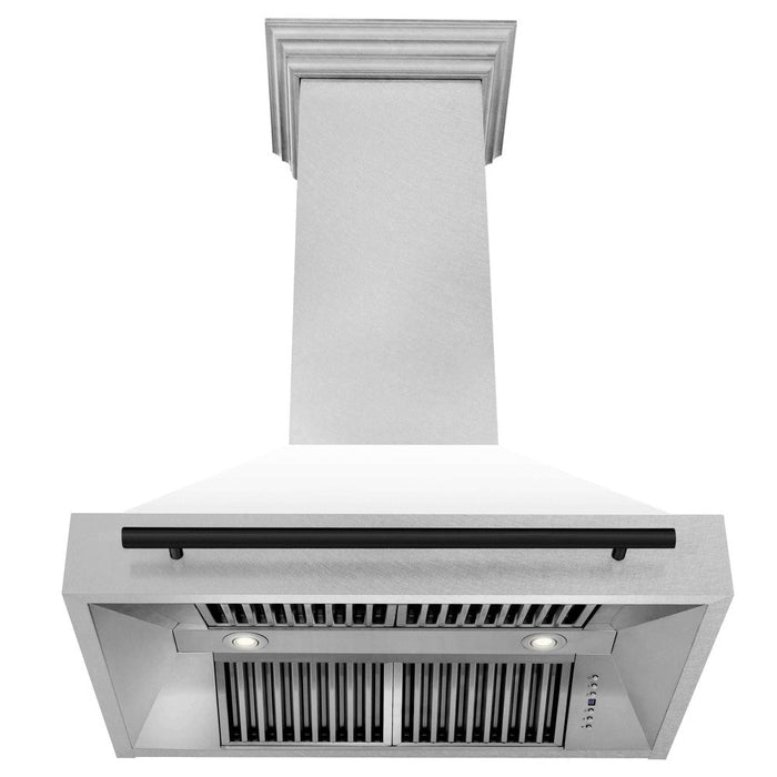 ZLINE Autograph Edition 36 in. Fingerprint Resistant Stainless Steel Range Hood with White Matte Shell and Accent Handle (8654SNZ-WM36)