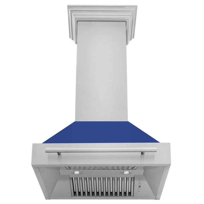 ZLINE 30 in. Stainless Steel Range Hood with Colored Shell Options and Stainless Steel Handle (8654STX-30)