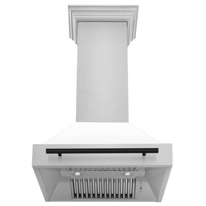 ZLINE Autograph Edition 30 in. Stainless Steel Range Hood with White Matte Shell and Accent Handle (8654STZ-WM30)