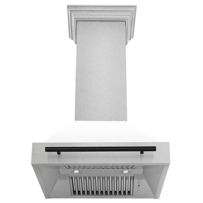 ZLINE Autograph Edition 30 in. Fingerprint Resistant Stainless Steel Range Hood with White Matte Shell and Accent Handle (8654SNZ-WM30)