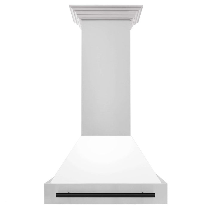 ZLINE Autograph Edition 30 in. Stainless Steel Range Hood with White Matte Shell and Accent Handle (8654STZ-WM30)