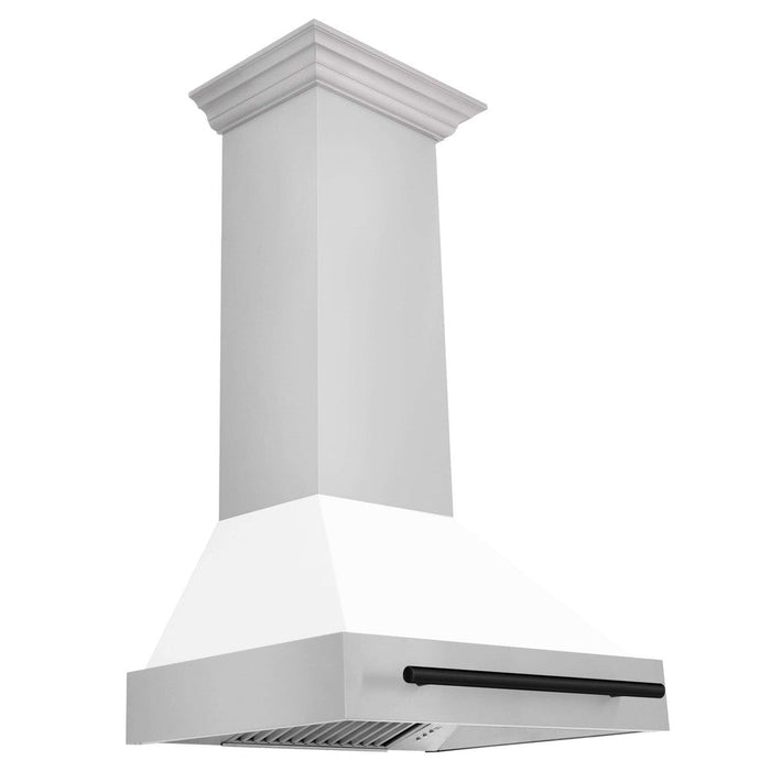 ZLINE Autograph Edition 30 in. Stainless Steel Range Hood with White Matte Shell and Accent Handle (8654STZ-WM30)