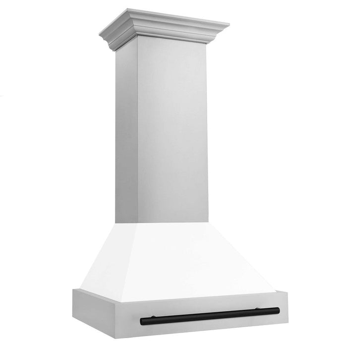 ZLINE Autograph Edition 30 in. Stainless Steel Range Hood with White Matte Shell and Accent Handle (8654STZ-WM30)