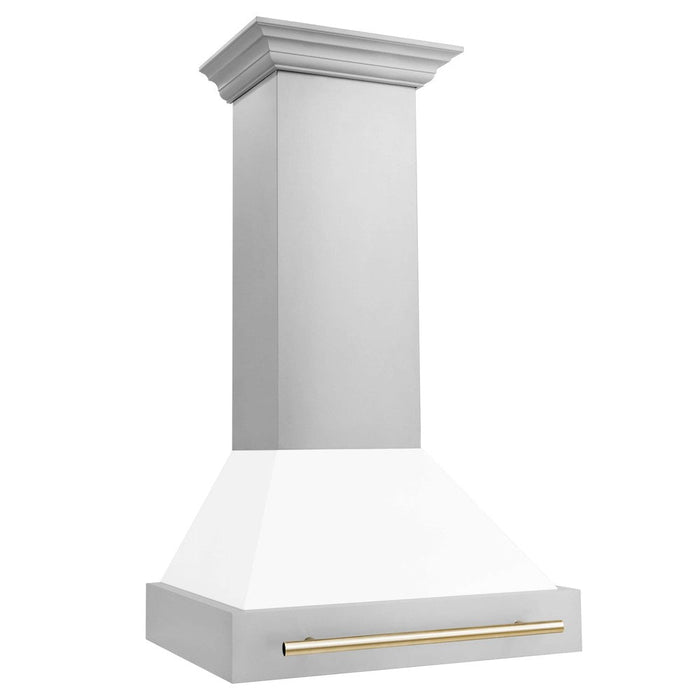 ZLINE Autograph Edition 30 in. Stainless Steel Range Hood with White Matte Shell and Accent Handle (8654STZ-WM30)