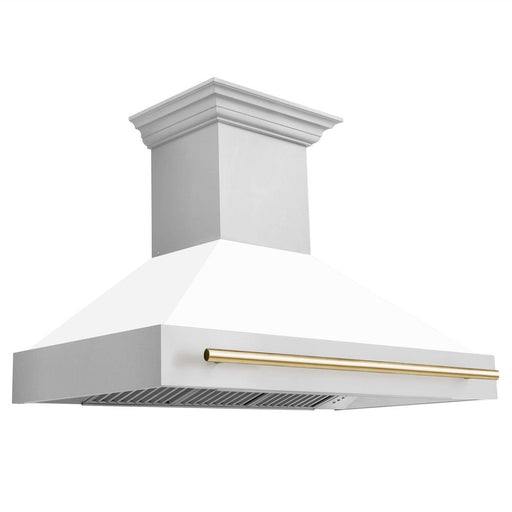 ZLINE Autograph Edition 48 in. Stainless Steel Range Hood with White Matte Shell and Accent Handle (8654STZ-WM48)