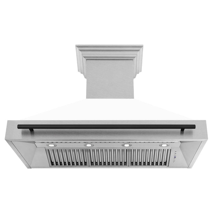 ZLINE Autograph Edition 48 in. Fingerprint Resistant Stainless Steel Range Hood with White Matte Shell and Accent Handle (8654SNZ-WM48)