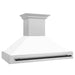 ZLINE Autograph Edition 48 in. Fingerprint Resistant Stainless Steel Range Hood with White Matte Shell and Accent Handle (8654SNZ-WM48)