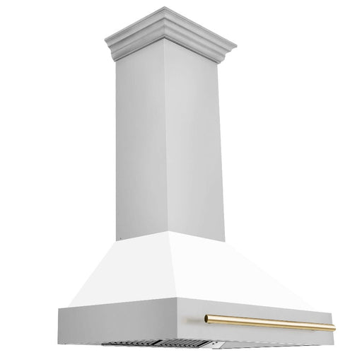 ZLINE Autograph Edition 36 in. Stainless Steel Range Hood with White Matte Shell and Accent Handle (8654STZ-WM36)