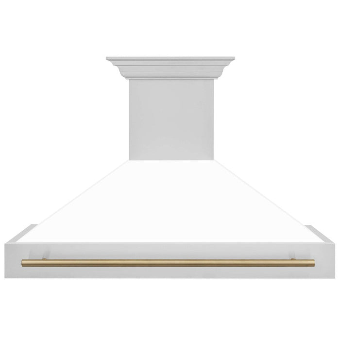 ZLINE Autograph Edition 48 in. Stainless Steel Range Hood with White Matte Shell and Accent Handle (8654STZ-WM48)