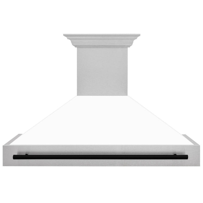 ZLINE Autograph Edition 48 in. Fingerprint Resistant Stainless Steel Range Hood with White Matte Shell and Accent Handle (8654SNZ-WM48)