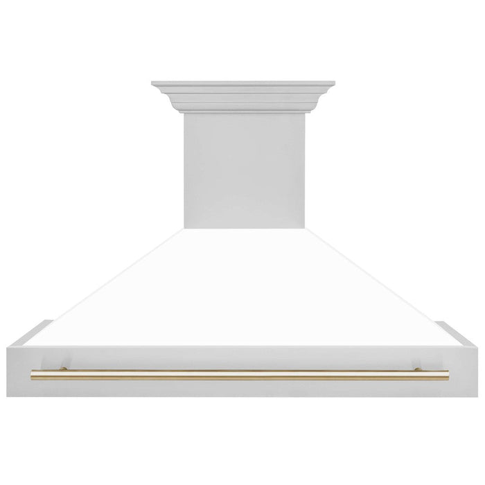 ZLINE Autograph Edition 48 in. Stainless Steel Range Hood with White Matte Shell and Accent Handle (8654STZ-WM48)