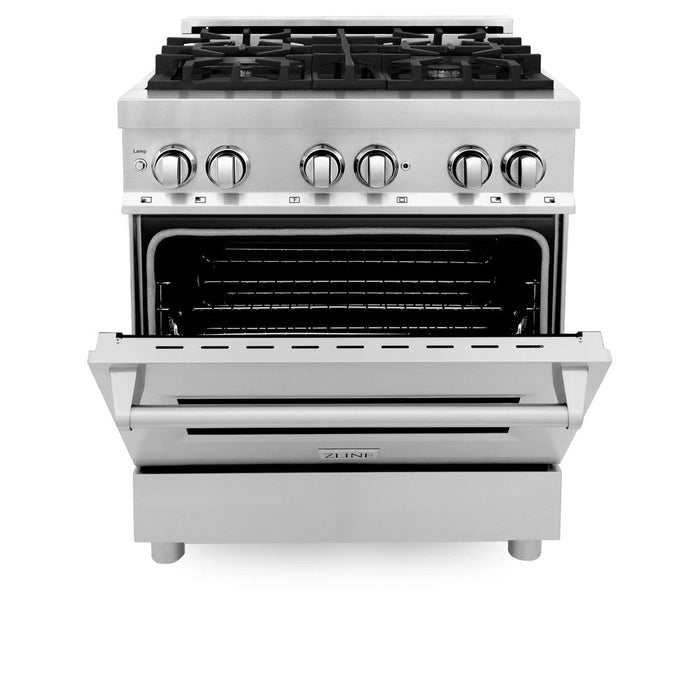 ZLINE 30 in. Kitchen Package with Stainless Steel Dual Fuel Range, Convertible Vent Range Hood and Dishwasher (3KP-RARH30-DW)