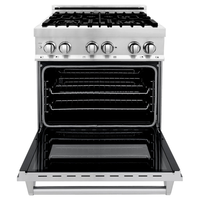 ZLINE 30 in. 4.0 cu. ft. Electric Oven and Gas Cooktop Dual Fuel Range with Griddle in Stainless Steel (RA-GR-30)