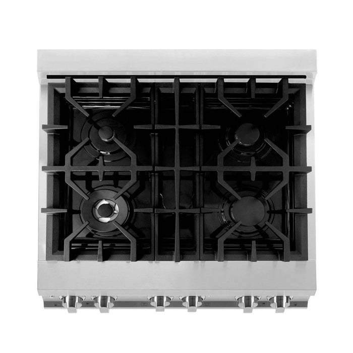 ZLINE 30 in. Kitchen Package with Stainless Steel Dual Fuel Range, Convertible Vent Range Hood and Dishwasher (3KP-RARH30-DW)