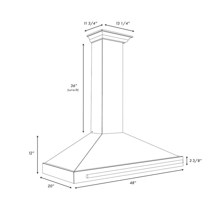 ZLINE 48 in. Convertible Stainless Steel Range Hood with Stainless Steel Handle and Colored Shell Options (KB4STX-48)