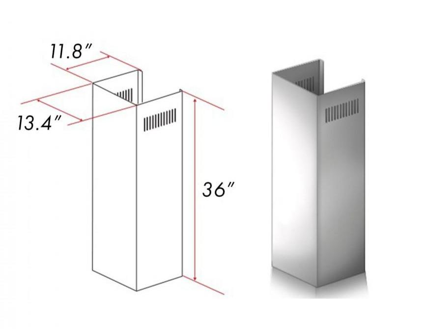 ZLINE 1-36" Chimney Extension for 9 ft. to 10 ft. Ceilings (1PCEXT-667/697-304)