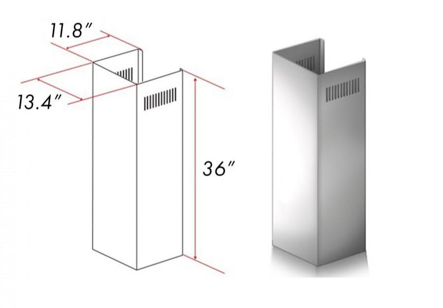 ZLINE 1-36" Chimney Extension for 9 ft. to 10 ft. Ceilings (1PCEXT-9667/9697)