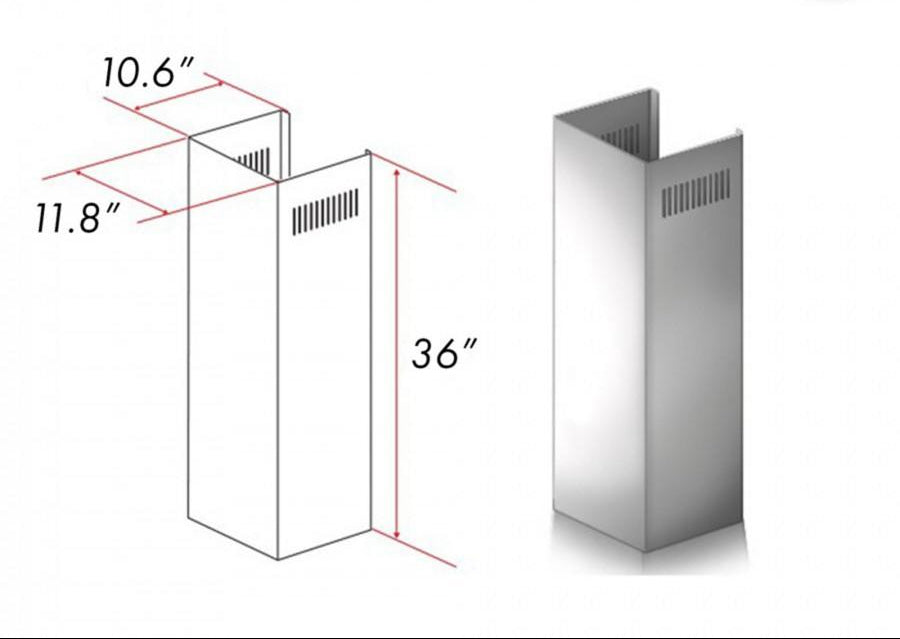 ZLINE 1-36" Chimney Extension for 9 ft. to 10 ft. Ceilings (1PCEXT-KN4)
