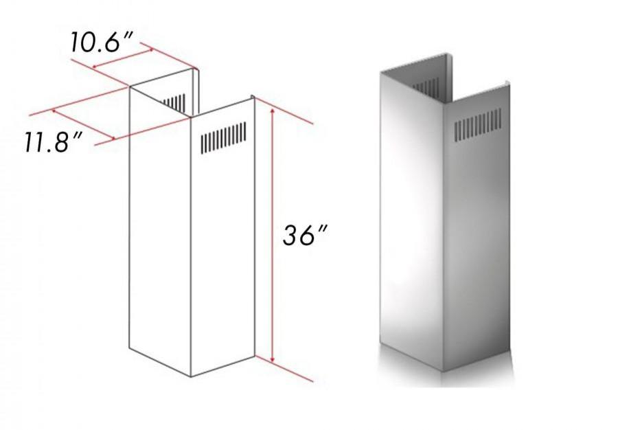 ZLINE 1-36" Chimney Extension for 9 ft. to 10 ft. Ceilings (1PCEXT-KZ)