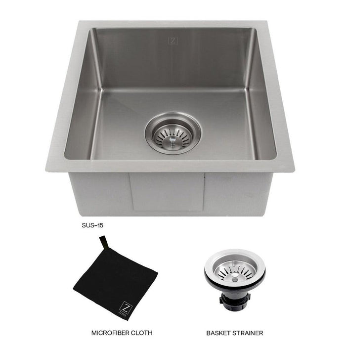 ZLINE 15 in. Boreal Undermount Single Bowl Bar Kitchen Sink (SUS-15)