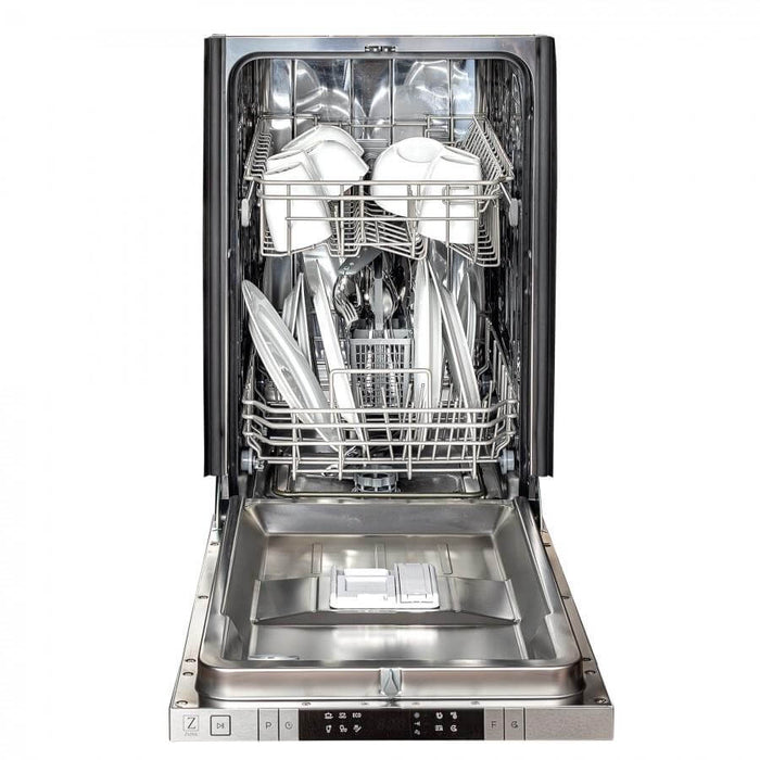 ZLINE 18 in. Compact Stainless Steel Top Control Built-In Dishwasher with Stainless Steel Tub and Modern Style Handle, 52dBa (DW-304-18)