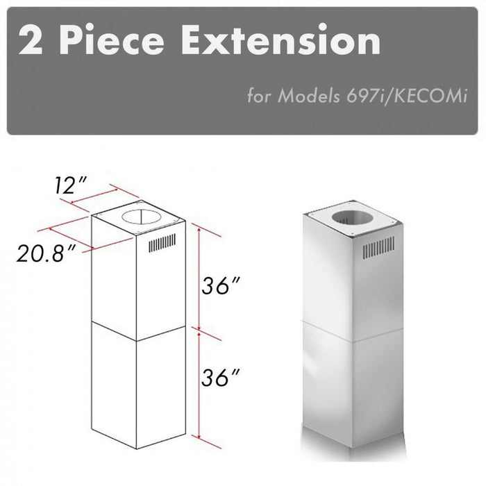 ZLINE 2-36" Chimney Extensions for 10 ft. to 12 ft. Ceilings (2PCEXT-697i/KECOMi)