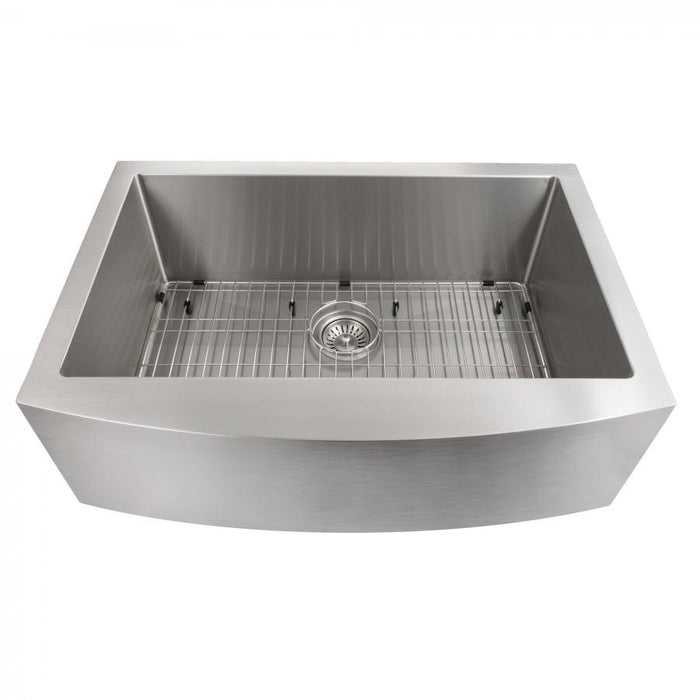 ZLINE Zermatt 30 in. Farmhouse Apron Mount Single Bowl Kitchen Sink with Bottom Grid (SAS-30)