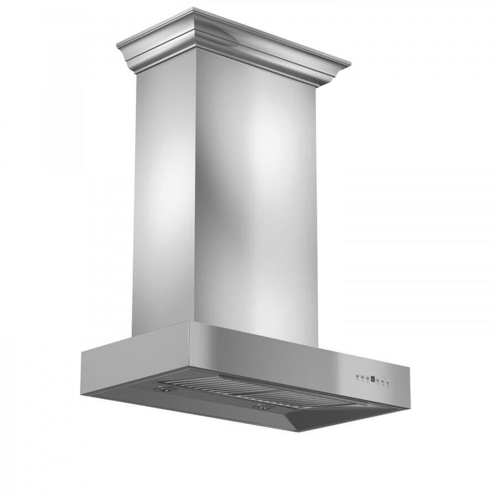 ZLINE 30 in. Convertible Professional Wall Mount Range Hood in Stainless Steel with Crown Molding (KECOMCRN-30)