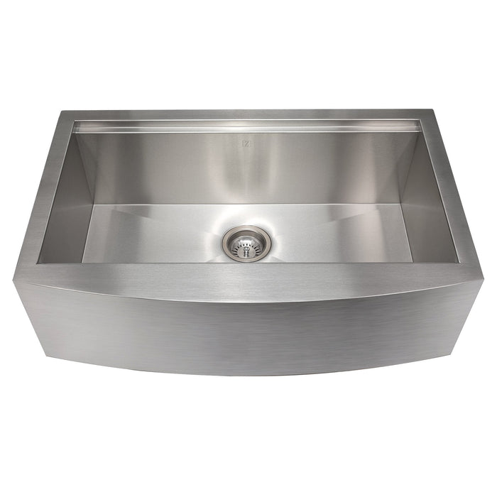 ZLINE 33 in. Moritz Farmhouse Apron Mount Single Bowl Kitchen Sink with Bottom Grid and Accessories (SLSAP-33)