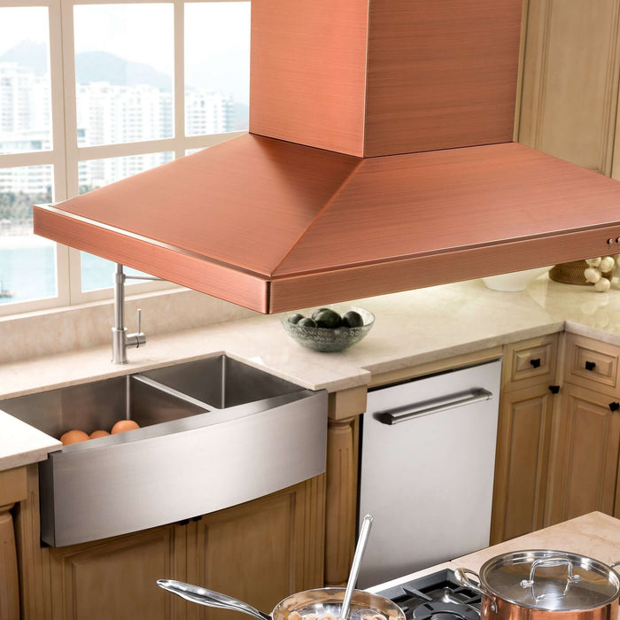 ZLINE 36 in. Designer Series Copper Island Mount Range Hood (8KL3iC-36)