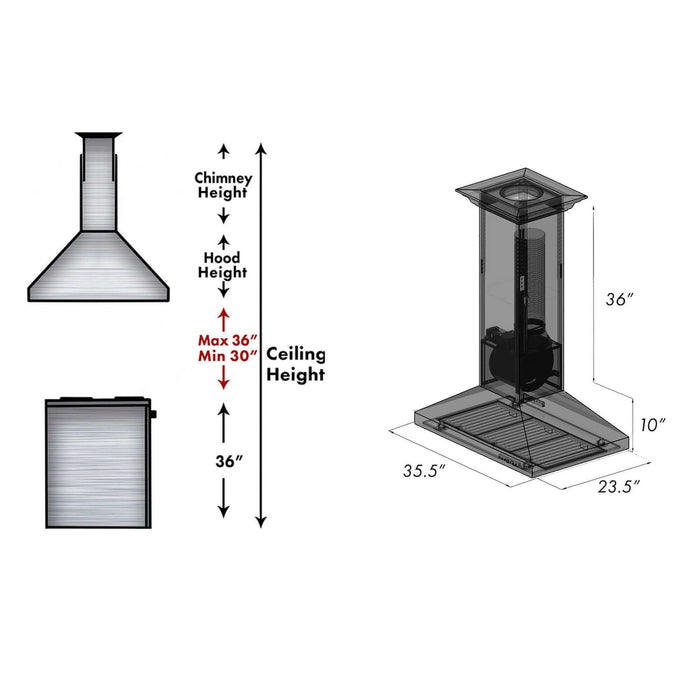 ZLINE 36 in. Designer Series Oil-Rubbed Bronze Island Mount Range Hood (8KL3iB-36)