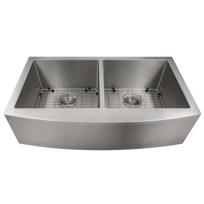 ZLINE 36 in. Niseko Farmhouse Apron Mount Double Bowl Kitchen Sink with Bottom Grid (SA50D)