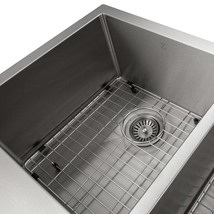 ZLINE 36 in. Niseko Farmhouse Apron Mount Double Bowl Kitchen Sink with Bottom Grid (SA50D)