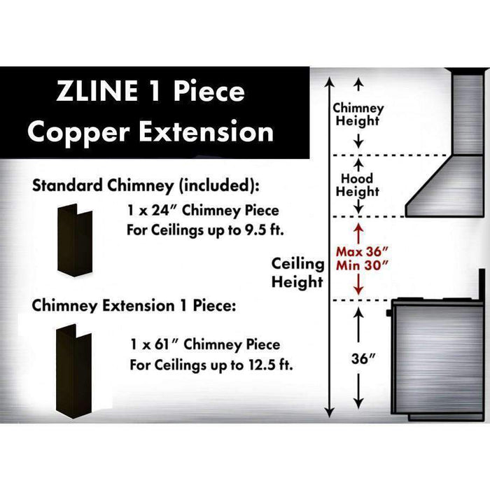 ZLINE 5' Chimney Extension for Ceilings up to 12.5', 8667B-E