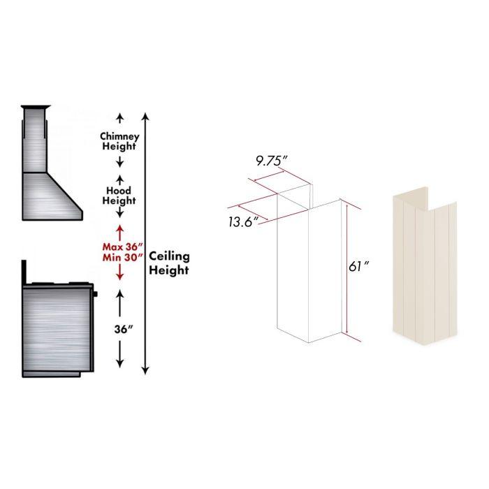 ZLINE 61-Inch Chimney Extension for Ceilings up to 12 Ft. (KPTT-E)