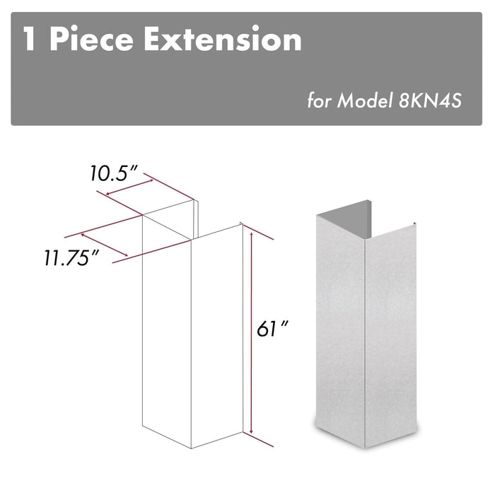 ZLINE 61-Inch Snow Finished Stainless Steel Chimney Extension For Ceilings Up To 12.5 Ft. (8KN4S-E)