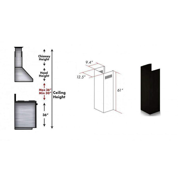 ZLINE 61-Inch Wooden Chimney Extension for Ceilings up to 12.5 ft. (KBCC-E)