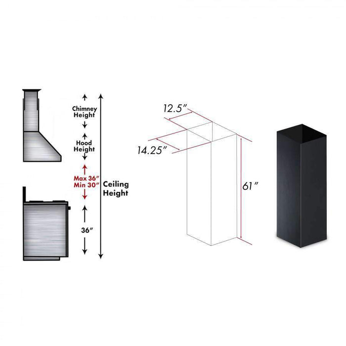 ZLINE 61-Inch Wooden Chimney Extension for Ceilings up to 12.5 ft. (KBiCC-E)