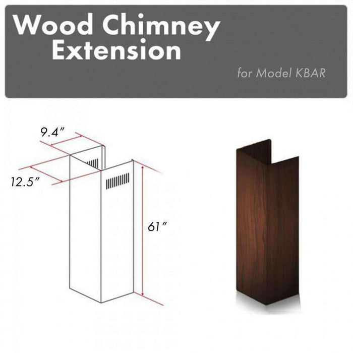 ZLINE 61-Inch Wooden Chimney Extension for Ceilings up to 12.5', KBAR-E