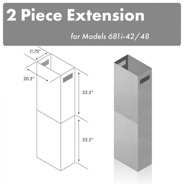 ZLINE 71" Stainless Steel Extended Chimney (2PCEXT-681i-42/48)