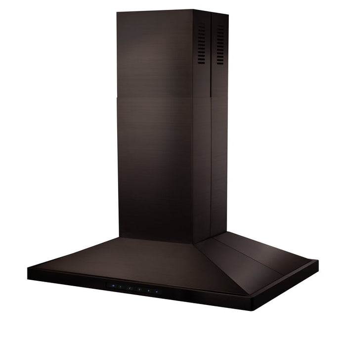 ZLINE 30" CrownSound Island Mount Range Hood in Black Stainless Steel with Built-in Speakers, BSGL2iNCRN-BT-30